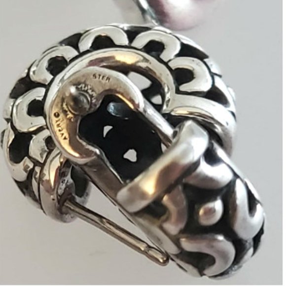 Retired James Avery Sterling Cut Out Hoop Earrings - Picture 5 of 6